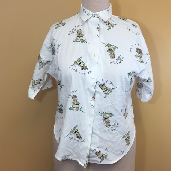 Vintage 80s Teddy Bear Button Down Shirt