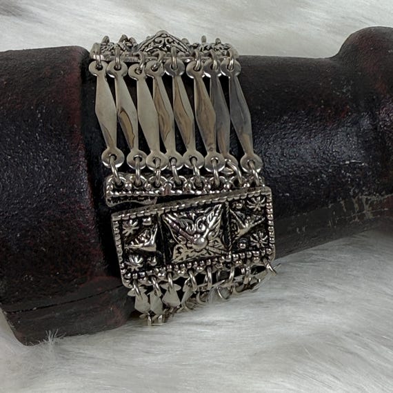 Vintage Taxco Mexico Sterling Silver Wide Multi-row Panel Link