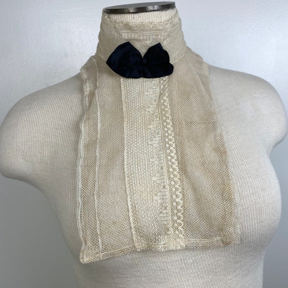 Vintage Antique Lace Dickie Collar w/ Black Bow 2… - image 1