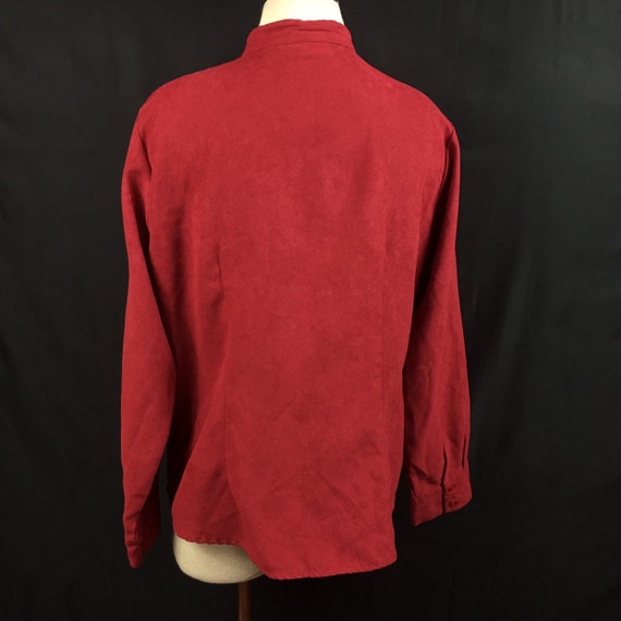 Vintage Ms. Lee Red Faux Suede Button Down Shirt - image 4