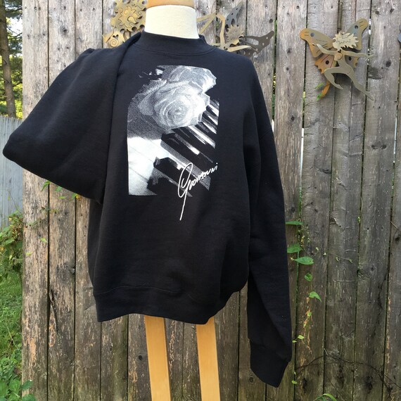 Vintage 80s Black Giovanni Sweatshirt Large, Free… - image 2