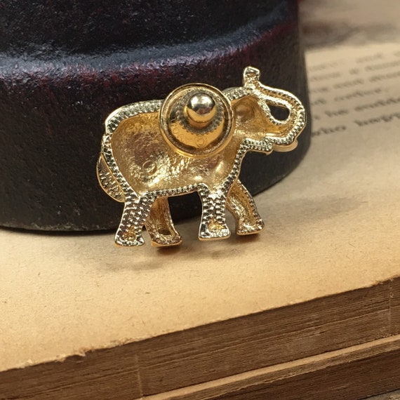 Vintage Avon Enamel & Rhinestone Elephant Tie Tac… - image 3