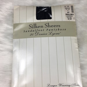 Vintage Hit or Miss Silken Sheers Sandalfoot Navy Pantyhose Small/Medium