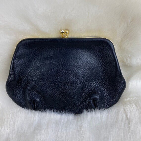 Mid Century 50's BLACK SATIN Evening Bag Kiss Lock Closure 