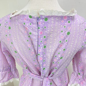 Vintage 80s Purple Prairie Dress Eyelet Trim Cottagecore Peasant image 8