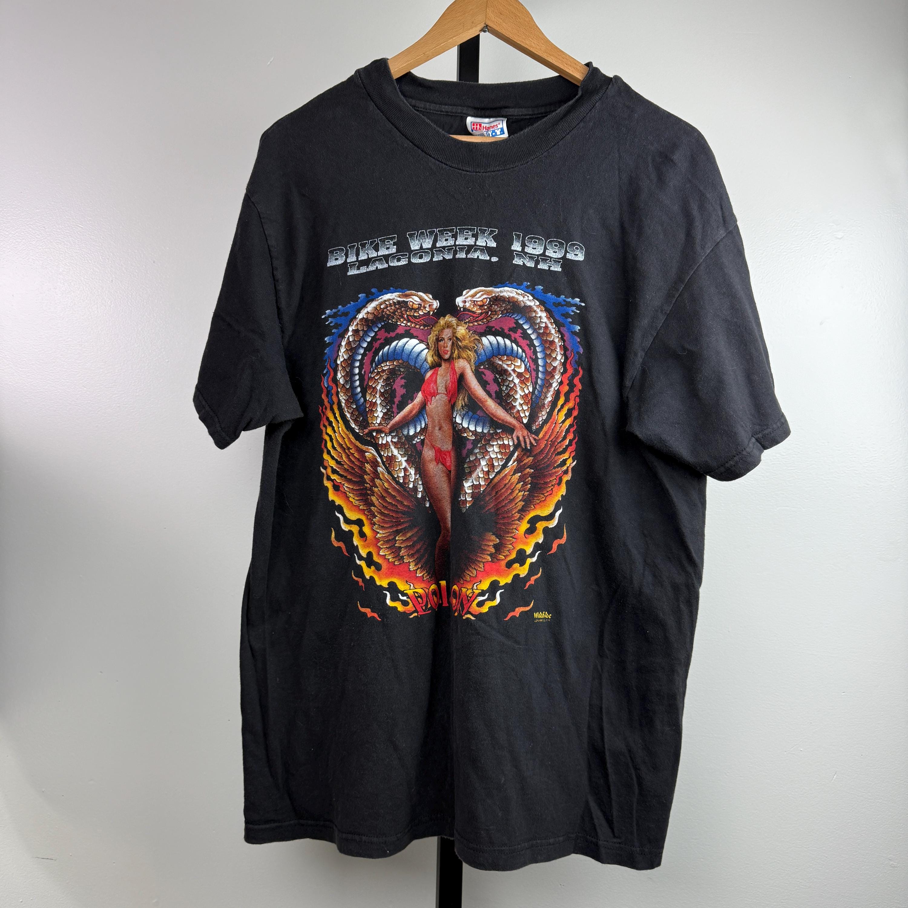 Vintage 1999 Laconia NH Bike Week Poison Wild Side Bikini T-shirt