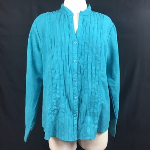 Vintage Ms. Lee Blue Faux Suede Button Down Shirt