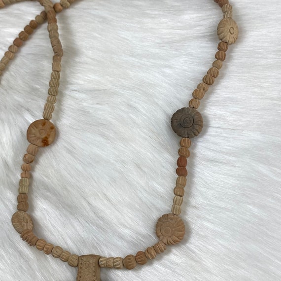 Vintage Clay Bead Cross Necklace 23" - image 6