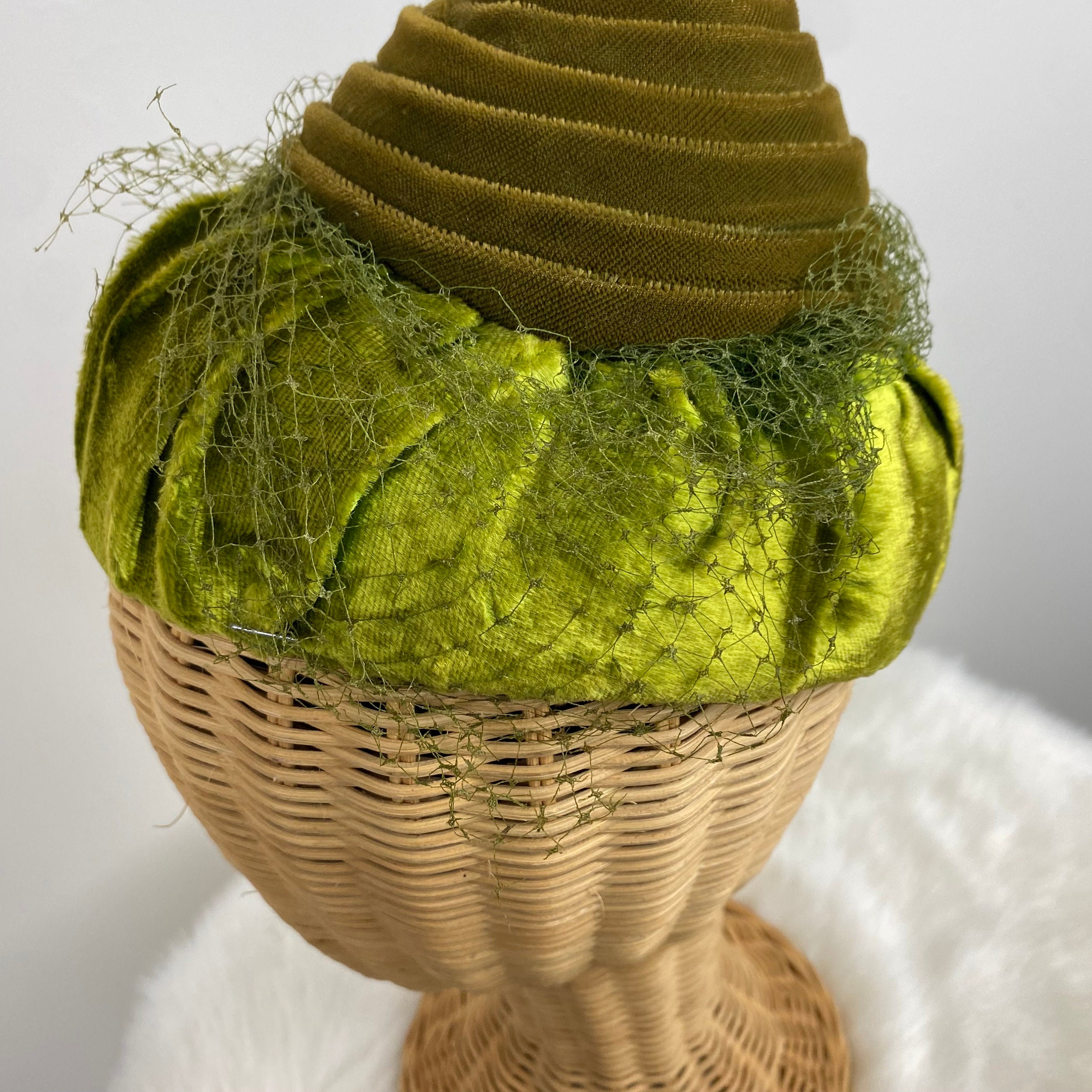 Vintage 60s Green Swirl Hat Genie Dome Birdcage - Etsy display picture 3