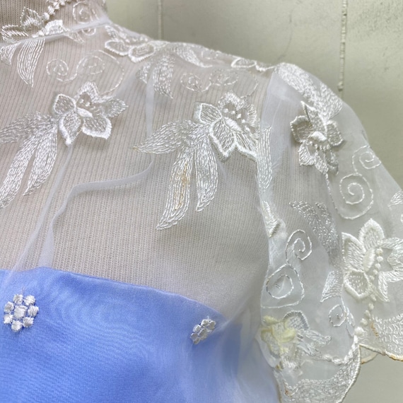 Vintage Periwinkle Blue w/ Sheer Embroidered Chif… - image 3