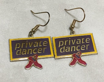 Vintage 1988 enamel Private Dancer Shoes Earrings