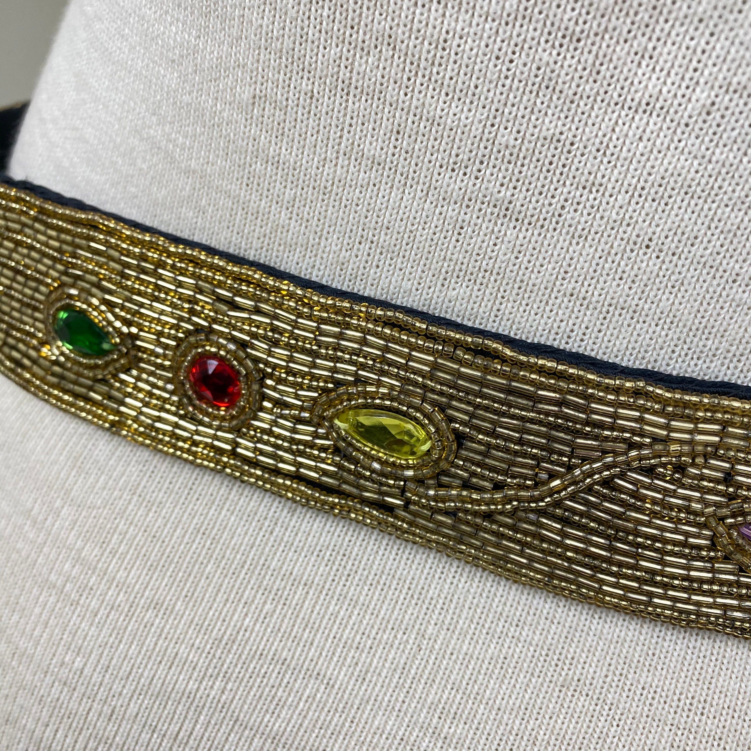 Vintage Michelle Stuart M/L Gold Bead Belt Vintage Michelle Stuart M/L Gold Bead Embroidery Belt | eBay main image 3