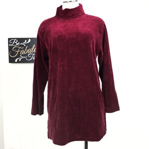 Vintage 90s Forenza Red Velour Turtleneck Small / Warm & Cozy / Free Shipping