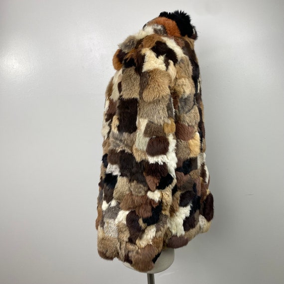 Vintage Patchwork Rabbit Fur Coat Shades of Brown - image 6