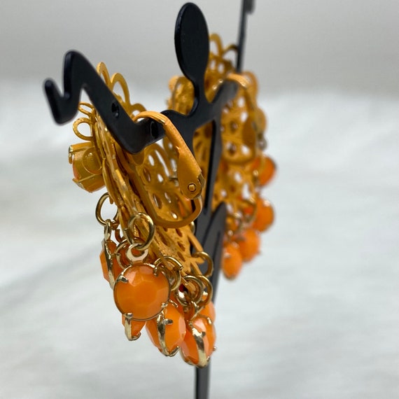 Vintage Orange Dangle Clip-On Earrings Hong Kong - image 3