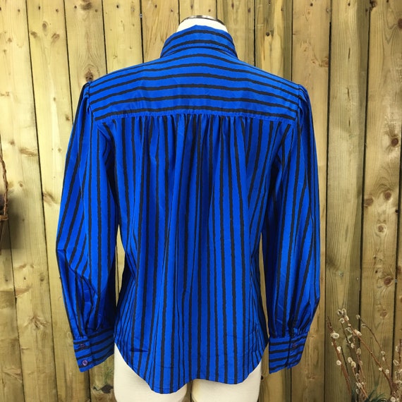 Vintage 90s Josephine Blue & Black Striped Polyes… - image 5