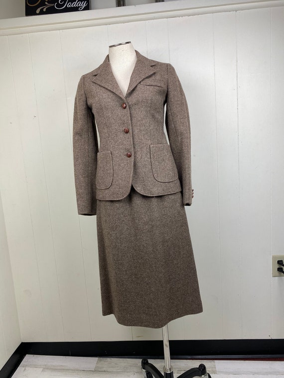 Vintage Larry Levine Wool Tweed Skirt Suit Set