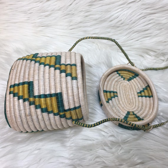 Vintage Woven Coiled Basket Purse - image 5