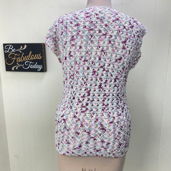 Vintage Handmade Pullover Crochet Sweater L/XL Gr… - image 5