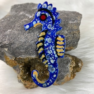 Vintage Made in West Germany Enamel Painted Seahorse Brooch