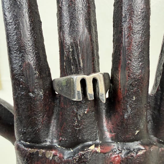 Sterling Silver M Initial Statement Ring 7.25 - image 1