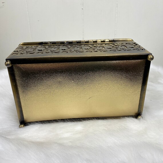 Vintage 1960s Ande Gold Tone Box Basket Treasure … - image 7