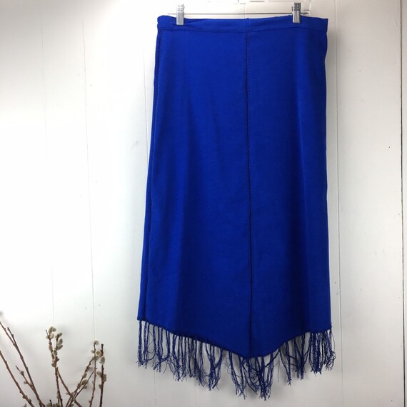 Vintage 90s Royal Blue Fringe Skirt - image 1