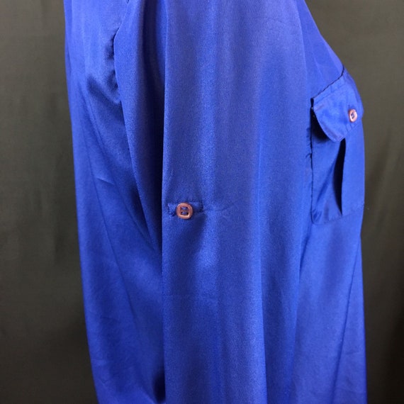 Vintage 90’s Alicia Royal Blue Silky Blouse - image 5