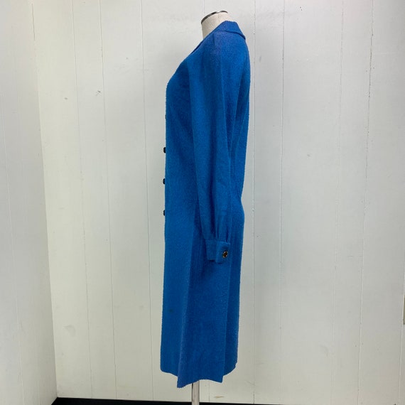 Vintage Blue Woven Fabric Button Down Dress c. 40… - image 5