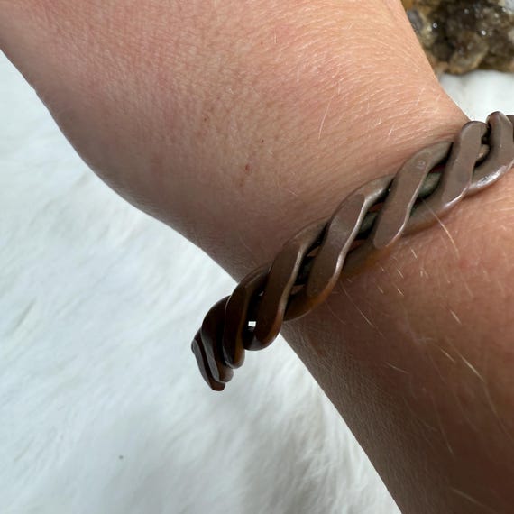 Braided Copper Cuff Bangle Bracelet - image 6