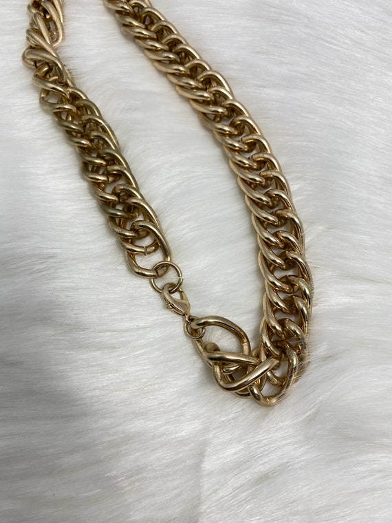Vintage Thick Gold Chain Necklace 18.5" Long X .5… - image 5