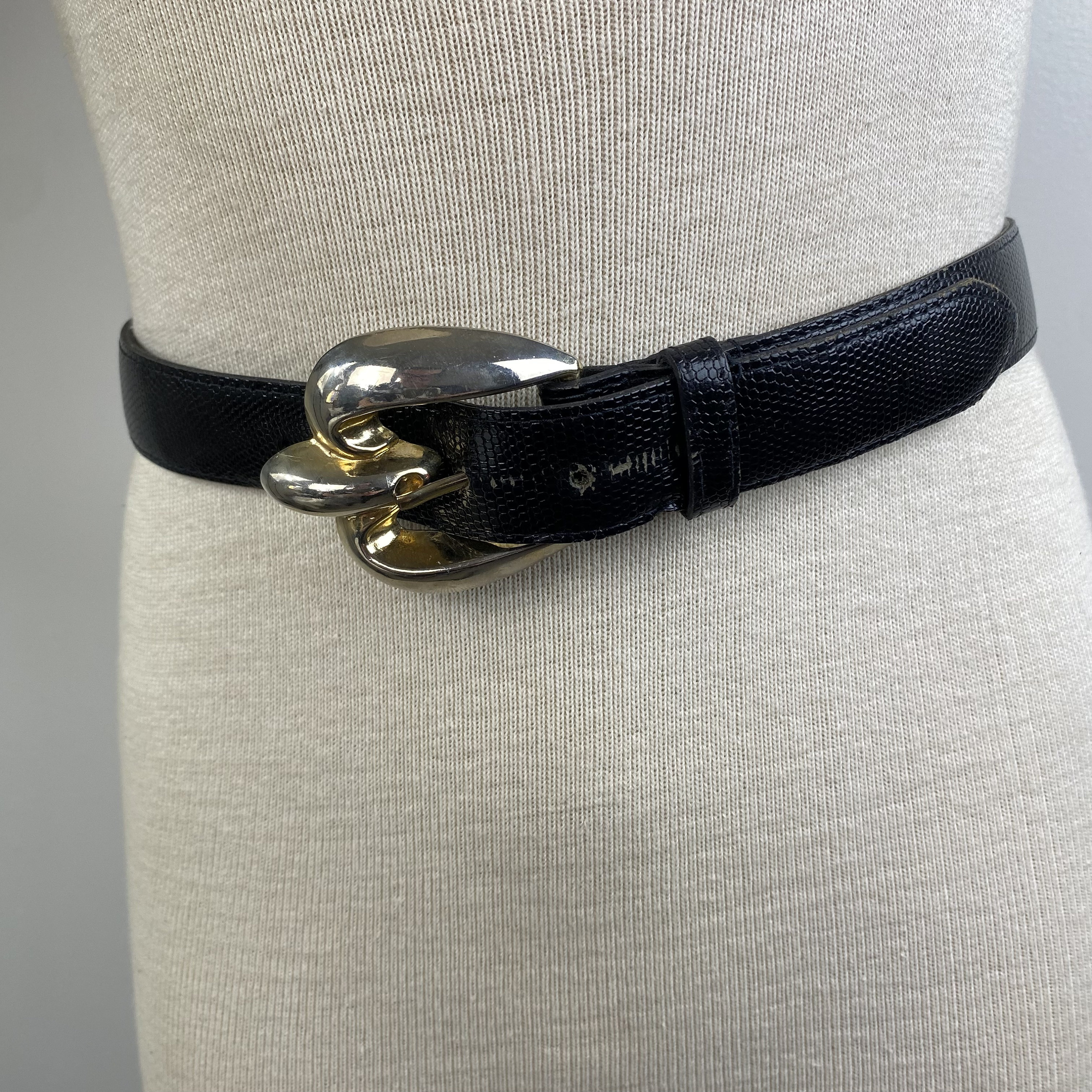 Vintage unisex Black‎ Minimaliste preppy leather belt size 32/80 Vintage 80s Wide Leather Belt High Low Waist Black Wide  main image 4