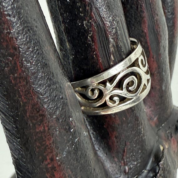 Sterling Silver Open Scrollwork Ring Size 7.75 - image 2