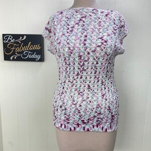 Vintage Handmade Pullover Crochet Sweater L/XL Granny 80s Preppy Cottagecore