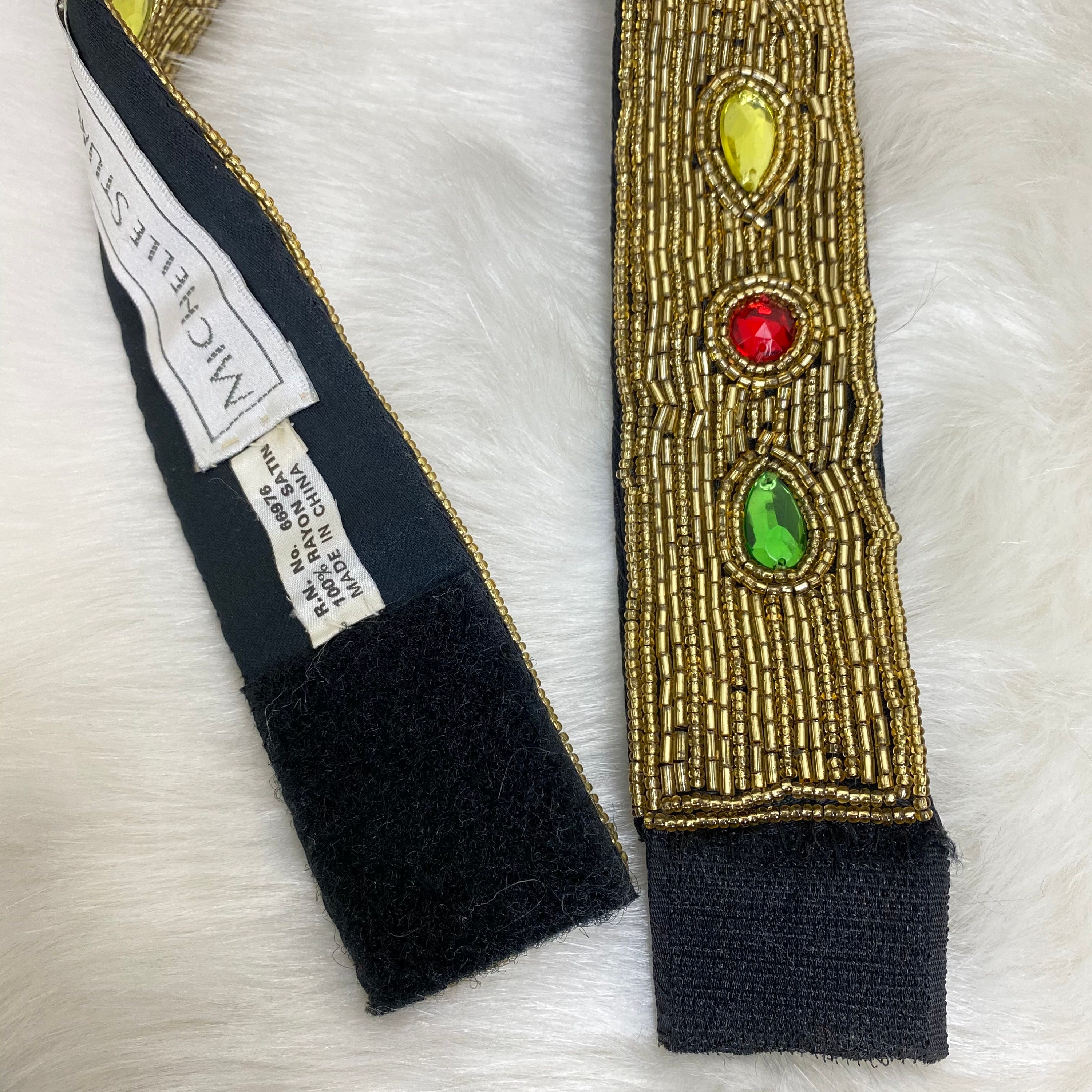 Vintage Michelle Stuart M/L Gold Bead Belt Vintage Michelle Stuart M/L Gold Bead Embroidery Belt | eBay main image 4