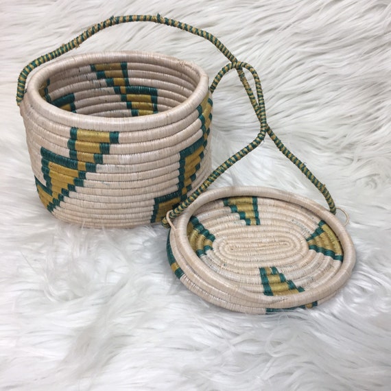 Vintage Woven Coiled Basket Purse - image 4