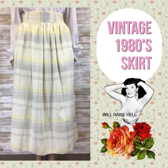 Vintage You Babes 1980's Yellow/Gray Plaid Skirt