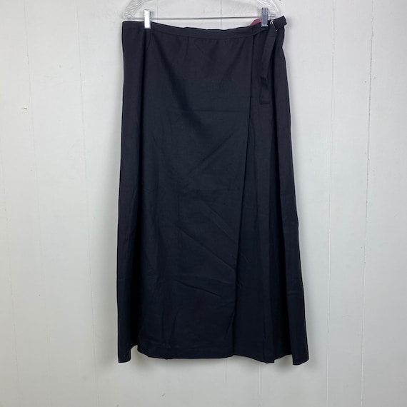 NWT Vintage Orvis Black Faux Wrap Skirt Linen Ble… - image 1