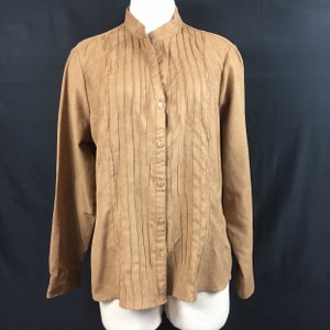 Vintage Ms. Lee Tan Faux Suede Button Down Shirt