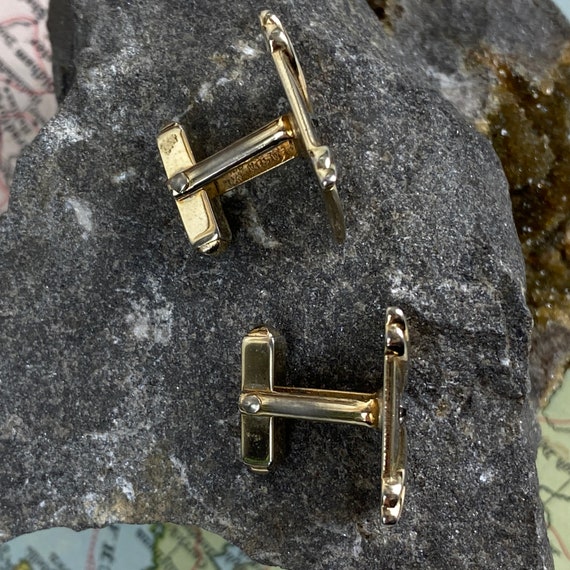 Anson Vintage Rectangle Cuff Links Yellow Gold Pl… - image 7