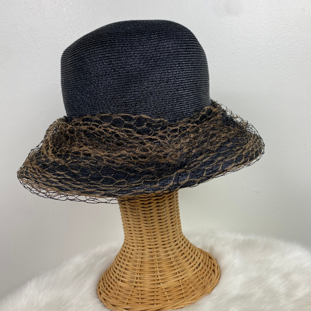 Vintage Camelot New York Black Woven Hat W/ Netting Union  display picture 3