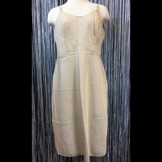 Vintage 80s Oleg Cassini Beaded Nude Silk Dress A… - image 3