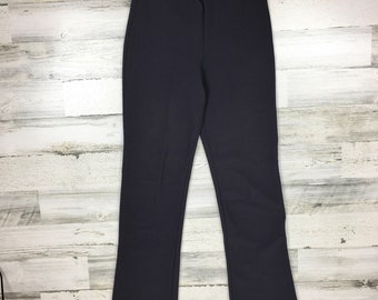 Vintage 90s Charcoal Gray Flared Polyester Blend Pants Medium Made in the USA Free Shipping