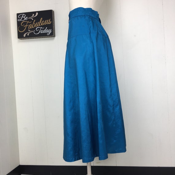 Vintage Leslie Fay Blue Shimmer A-Line Skirt / Sm… - image 8