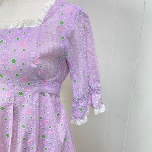 Vintage 80s Purple Prairie Dress Eyelet Trim Cottagecore Peasant image 5