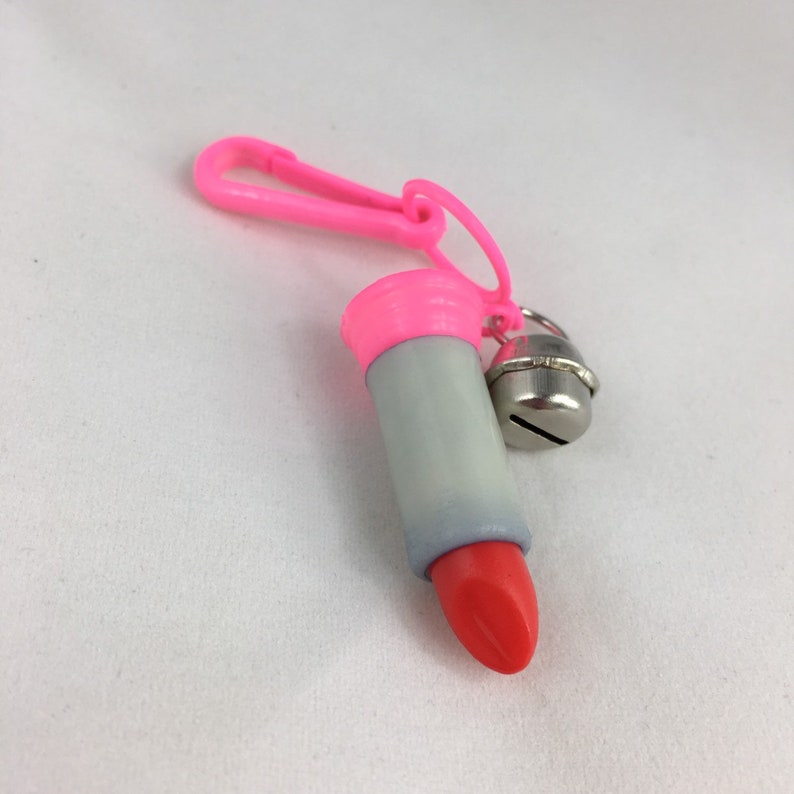 NWOT Deadstock White /& Pink Tube Vintage 80s Plastic Bell Charm Red Lipstick Free Shipping