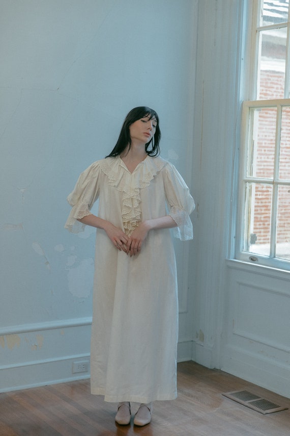 Rare 1890s cotton ruffled gown nightgown OOAK Anti