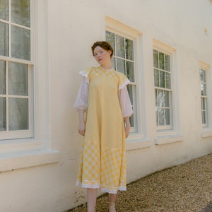 RARE C. 1970s Gina Fratini gingham yellow and eyelet picnic dress English vintage image 7