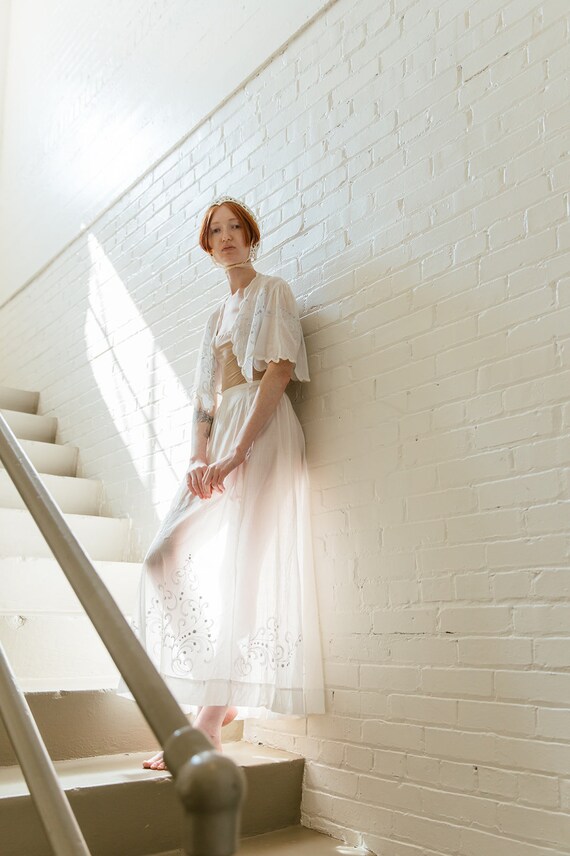 Antique Edwardian blouse and skirt embroidered cot