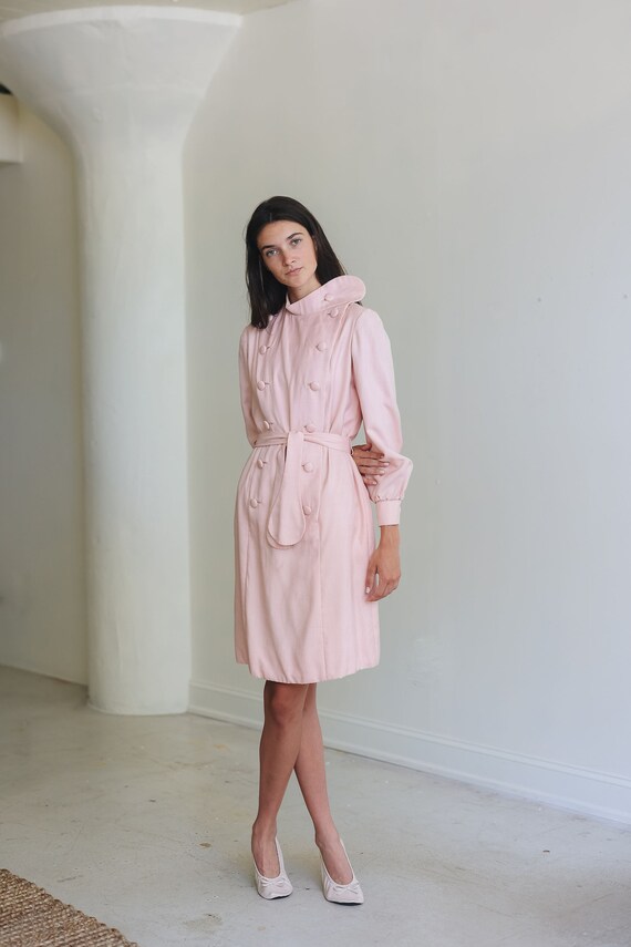 RARE 1960s Geoffrey Beene baby pink raw silk coat 